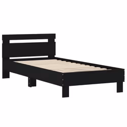 vidaXL Bed Frame with Headboard and LED Bed Base Bedstead Matress Foundation - black, 90 x 200 cm - Additional view 5