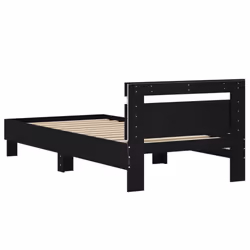 vidaXL Bed Frame with Headboard and LED Bed Base Bedstead Matress Foundation - black, 90 x 200 cm - Additional view 8