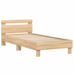 vidaXL Bed Frame with Headboard and LED Bed Base Bedstead Matress Foundation - sonoma oak, 90 x 200 cm - Additional view 5