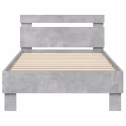vidaXL Bed Frame with Headboard and LED Bed Base Bedstead Matress Foundation - concrete grey, 90 x 200 cm - Additional view 6