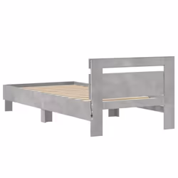 vidaXL Bed Frame with Headboard and LED Bed Base Bedstead Matress Foundation - concrete grey, 90 x 200 cm - Additional view 8