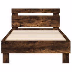 vidaXL Bed Frame with Headboard and LED Bed Base Bedstead Matress Foundation - smoked oak, 90 x 200 cm - Additional view 6