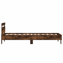 vidaXL Bed Frame with Headboard and LED Bed Base Bedstead Matress Foundation - smoked oak, 90 x 200 cm - Additional view 7