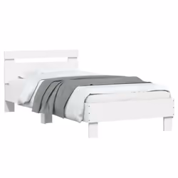 vidaXL Bed Frame with Headboard and LED Bed Base Bedstead Matress Foundation - white, 90 x 190 cm - Additional view 4
