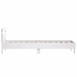 vidaXL Bed Frame with Headboard and LED Bed Base Bedstead Matress Foundation - white, 90 x 190 cm - Additional view 7