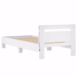 vidaXL Bed Frame with Headboard and LED Bed Base Bedstead Matress Foundation - white, 90 x 190 cm - Additional view 8
