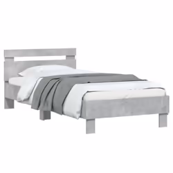 vidaXL Bed Frame with Headboard and LED Bed Base Bedstead Matress Foundation - concrete grey, 90 x 190 cm - Additional view 4