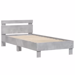 vidaXL Bed Frame with Headboard and LED Bed Base Bedstead Matress Foundation - concrete grey, 90 x 190 cm - Additional view 5