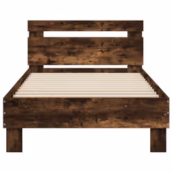 vidaXL Bed Frame with Headboard and LED Bed Base Bedstead Matress Foundation - smoked oak, 90 x 190 cm - Additional view 6