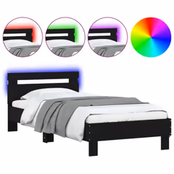 vidaXL Bed Frame with Headboard and LED Bed Base Bedstead Matress Foundation - black, 75 x 190 cm