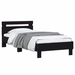 vidaXL Bed Frame with Headboard and LED Bed Base Bedstead Matress Foundation - black, 75 x 190 cm - Additional view 4