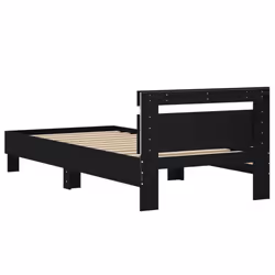vidaXL Bed Frame with Headboard and LED Bed Base Bedstead Matress Foundation - black, 75 x 190 cm - Additional view 8