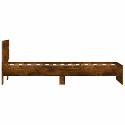 vidaXL Bed Frame with Headboard and LED Lights Smoked Oak 90x190 cm Single - Additional view 7