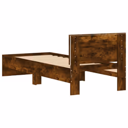 vidaXL Bed Frame with Headboard and LED Lights Smoked Oak 90x190 cm Single - Additional view 8