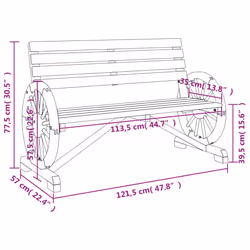 vidaXL Garden Bench 2-Seater Patio Bench Seat Outdoor Bench Solid Wood Fir - Additional view 7