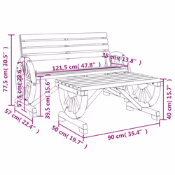 vidaXL Garden Lounge Set 2 Piece Outdoor Dining Table and Bench Solid Wood Fir - Additional view 7
