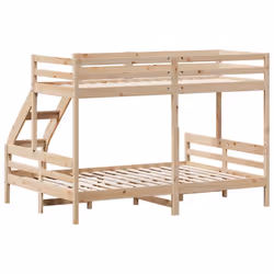 vidaXL Bunk Bed Kids Twin Sleeper 90x200/140x200 cm White Solid Wood Pine - natural - Additional view 5