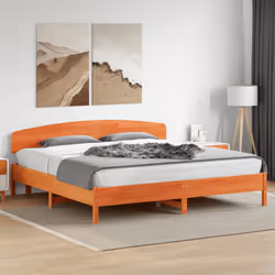 vidaXL Bed Frame with Headboard Bedstead Bed Base 120x200 cm Solid Wood Pine - wax brown, 180 x 200 cm - Additional view 2