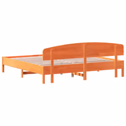 vidaXL Bed Frame with Headboard Bedstead Bed Base 120x200 cm Solid Wood Pine - wax brown, 180 x 200 cm - Additional view 5