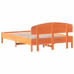 vidaXL Bed Frame with Headboard Bedstead Bed Base 120x200 cm Solid Wood Pine - wax brown, 150 x 200 cm - Additional view 5
