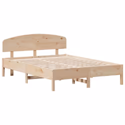 vidaXL Bed Frame with Headboard Bedstead Bed Base 140x190 cm Solid Wood Pine - 140 x 200 cm - Additional view 2