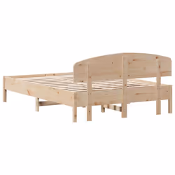 vidaXL Bed Frame with Headboard Bedstead Bed Base 140x190 cm Solid Wood Pine - 140 x 200 cm - Additional view 5
