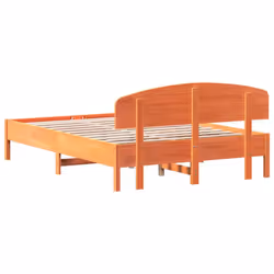 vidaXL Bed Frame with Headboard Bedstead Bed Base 120x200 cm Solid Wood Pine - wax brown, 140 x 200 cm - Additional view 5