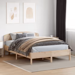 vidaXL Bed Frame with Headboard Bedstead Bed Base 120x200 cm Solid Wood Pine - brown, 120 x 200 cm