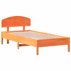 vidaXL Bed Frame with Headboard Bedstead Bed Base 120x200 cm Solid Wood Pine - wax brown, 100 x 200 cm