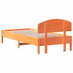 vidaXL Bed Frame with Headboard Bedstead Bed Base 120x200 cm Solid Wood Pine - wax brown, 100 x 200 cm - Additional view 5