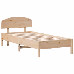 vidaXL Bed Frame with Headboard Bedstead Bed Base 140x190 cm Solid Wood Pine - 90 x 200 cm - Additional view 2