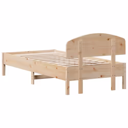 vidaXL Bed Frame with Headboard Bedstead Bed Base 140x190 cm Solid Wood Pine - 90 x 200 cm - Additional view 5
