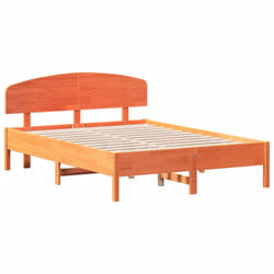 vidaXL Bed Frame with Headboard Bedstead Bed Base 120x200 cm Solid Wood Pine - wax brown, 140 x 190 cm