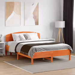 vidaXL Bed Frame with Headboard Bedstead Bed Base 120x200 cm Solid Wood Pine - wax brown, 130 x 190 cm - Additional view 2