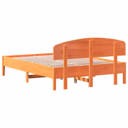vidaXL Bed Frame with Headboard Bedstead Bed Base 120x200 cm Solid Wood Pine - wax brown, 130 x 190 cm - Additional view 5