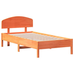 vidaXL Bed Frame with Headboard Bedstead Bed Base 120x200 cm Solid Wood Pine - wax brown, 75 x 190 cm