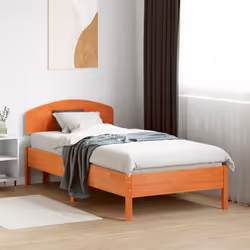 vidaXL Bed Frame with Headboard Bedstead Bed Base 120x200 cm Solid Wood Pine - wax brown, 75 x 190 cm