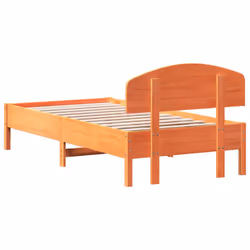 vidaXL Bed Frame with Headboard Bedstead Bed Base 120x200 cm Solid Wood Pine - wax brown, 75 x 190 cm - Additional view 5