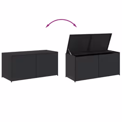 vidaXL Garden Storage Box Bench Container Chest Shed Blanket Box Poly Rattan - black, 120 x 50 x 56 cm - Additional view 6