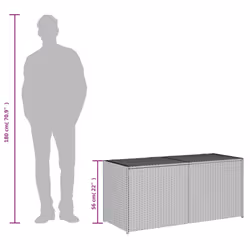 vidaXL Garden Storage Box Bench Container Chest Shed Blanket Box Poly Rattan - brown, 120 x 50 x 56 cm