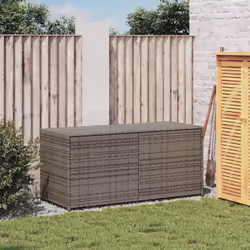 vidaXL Garden Storage Box Bench Container Chest Shed Blanket Box Poly Rattan - grey, 120 x 50 x 56 cm