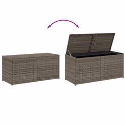 vidaXL Garden Storage Box Bench Container Chest Shed Blanket Box Poly Rattan - grey, 120 x 50 x 56 cm - Additional view 6