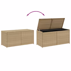 vidaXL Garden Storage Box Bench Container Chest Shed Blanket Box Poly Rattan - mix beige, 120 x 50 x 56 cm - Additional view 6