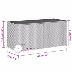 vidaXL Garden Storage Box Bench Container Chest Shed Blanket Box Poly Rattan - black, 127 x 55 x 56/59.5 cm - Additional view 10
