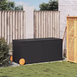 vidaXL Garden Storage Box Bench Container Chest Shed Blanket Box Poly Rattan - black, 127 x 55 x 56/59.5 cm - Additional view 2