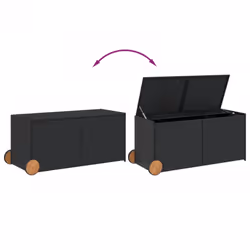 vidaXL Garden Storage Box Bench Container Chest Shed Blanket Box Poly Rattan - black, 127 x 55 x 56/59.5 cm - Additional view 6