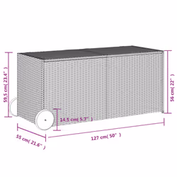 vidaXL Garden Storage Box Bench Container Chest Shed Blanket Box Poly Rattan - brown, 127 x 55 x 56/59.5 cm - Additional view 10