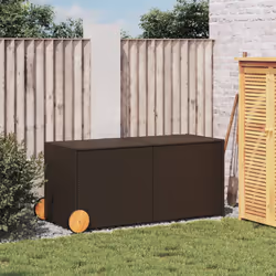 vidaXL Garden Storage Box Bench Container Chest Shed Blanket Box Poly Rattan - brown, 127 x 55 x 56/59.5 cm
