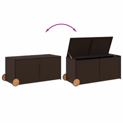 vidaXL Garden Storage Box Bench Container Chest Shed Blanket Box Poly Rattan - brown, 127 x 55 x 56/59.5 cm - Additional view 6