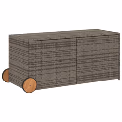 vidaXL Garden Storage Box Bench Container Chest Shed Blanket Box Poly Rattan - grey, 127 x 55 x 56/59.5 cm